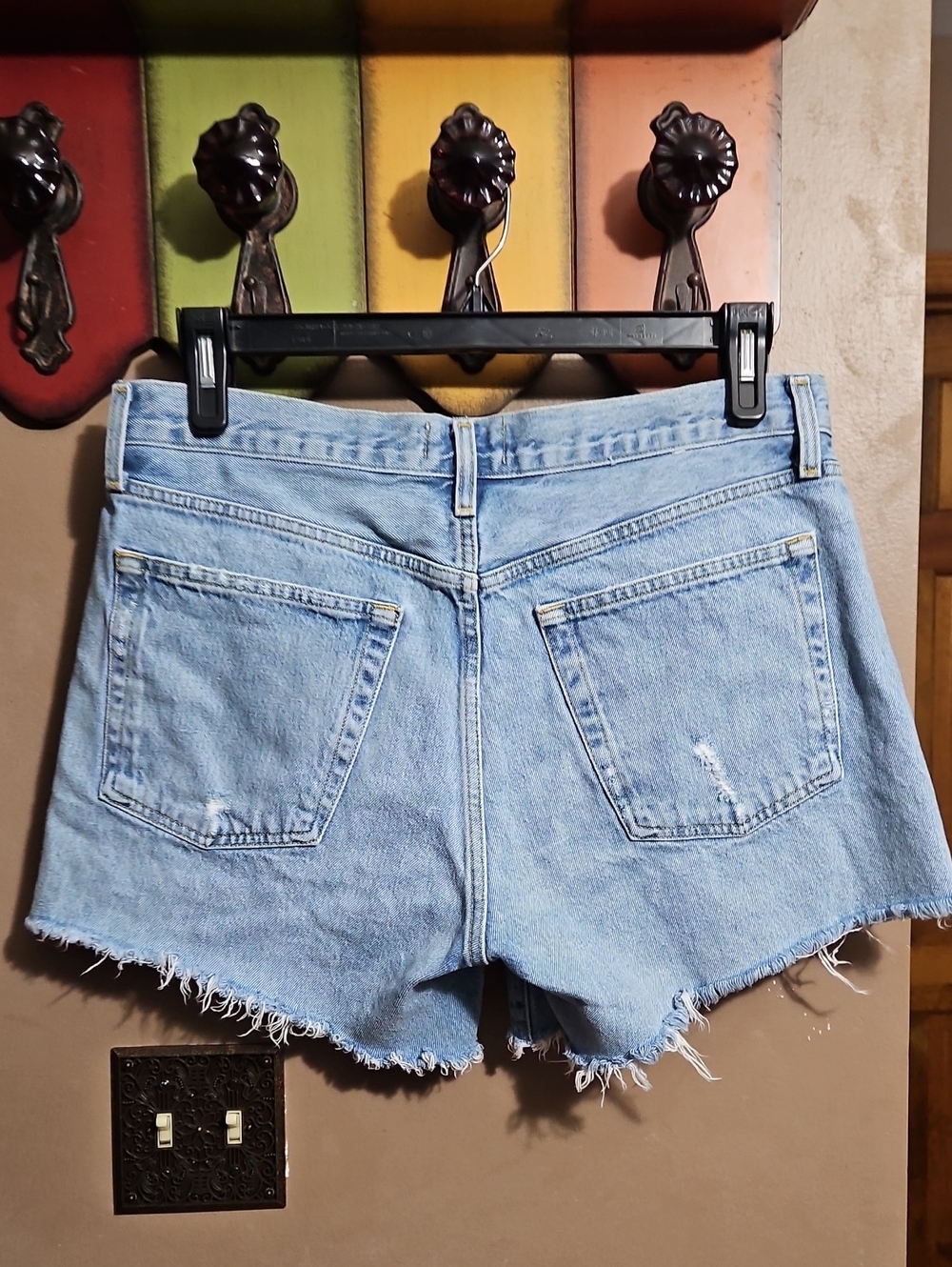 Agolde Parker Long Distressed High-Rise Cutoff Frayed Denim Shorts - Picture 5 of 9
